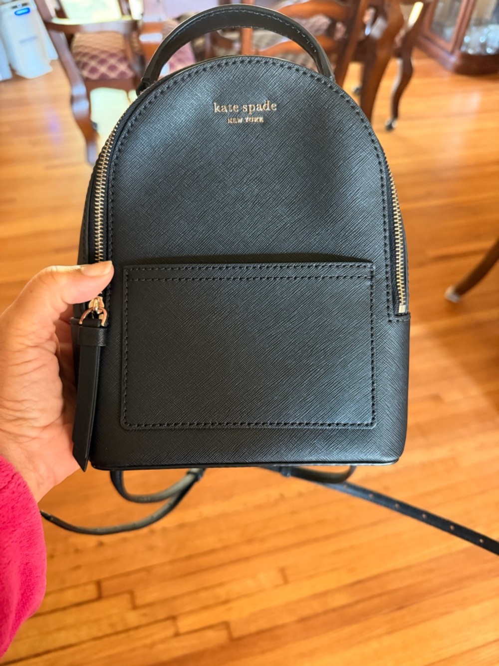 kate spade Cameron black saffiano leather mini backpack